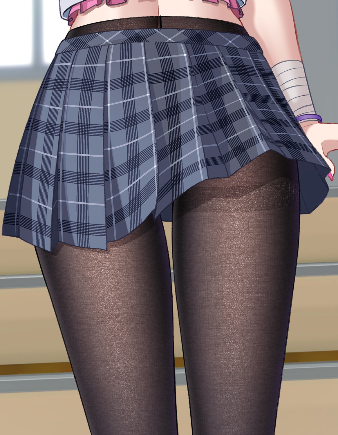 bandages, gurande, pantyhose, rimone_(gurande), seifuku, skirt_lift
