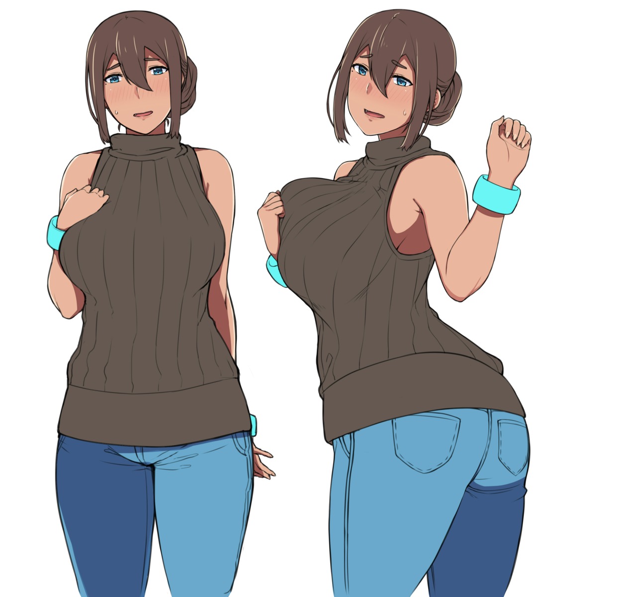 breast_hold, hai_ookami, sweater