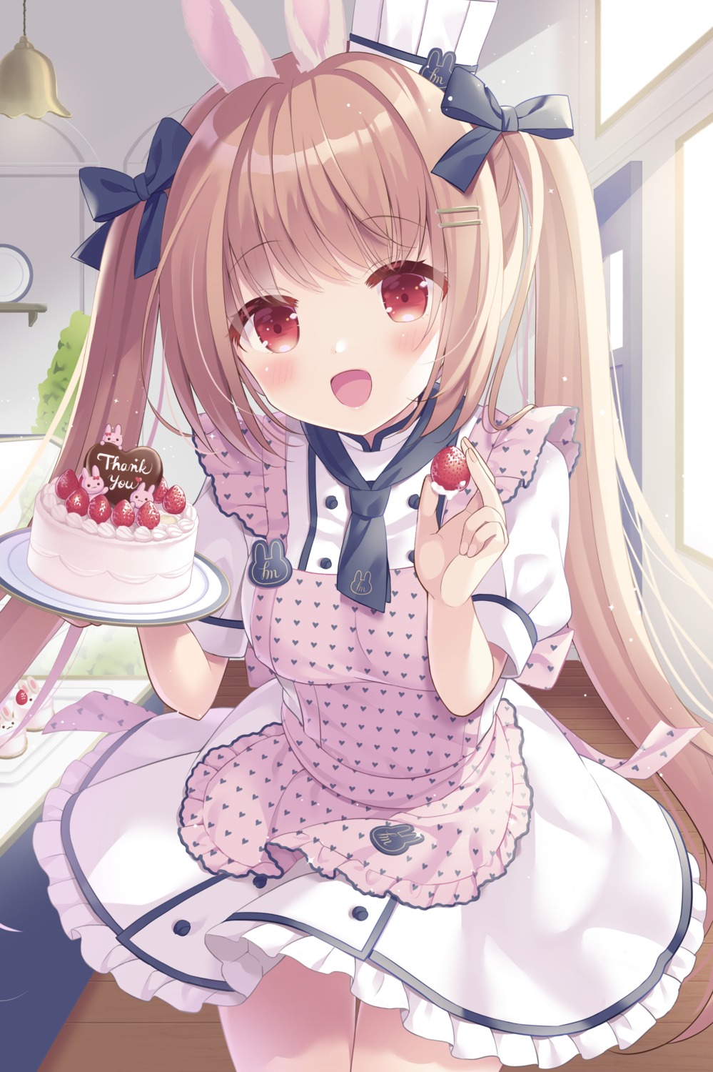 animal_ears, bunny_ears, dress, hoshimame_mana, skirt_lift