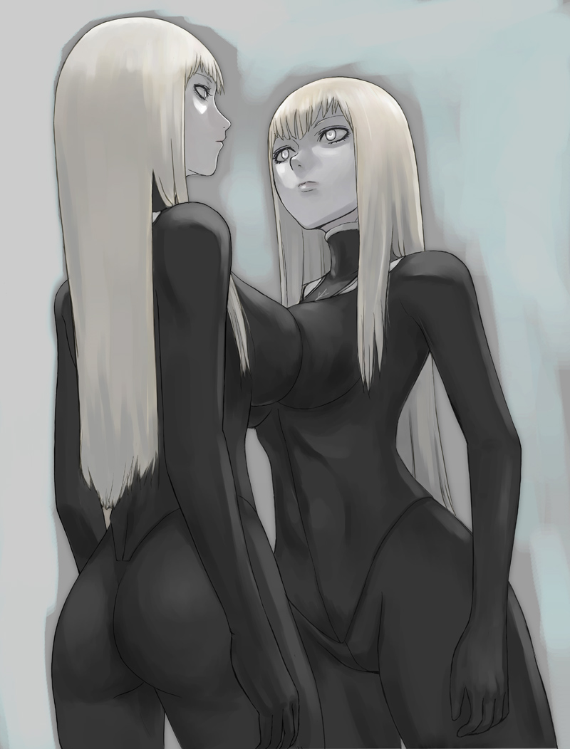 alicia_(claymore), ass, beth_(claymore), bodysuit, claymore, symmetrical_docking, tea_(nakenashi)
