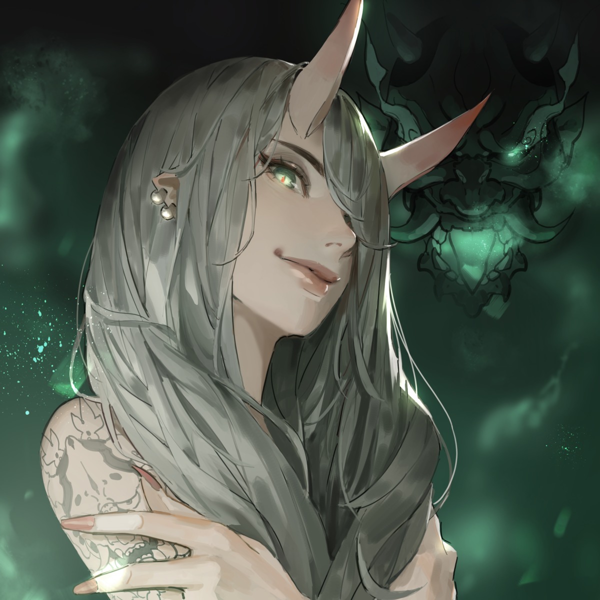 horns, jung_wonjo, tattoo