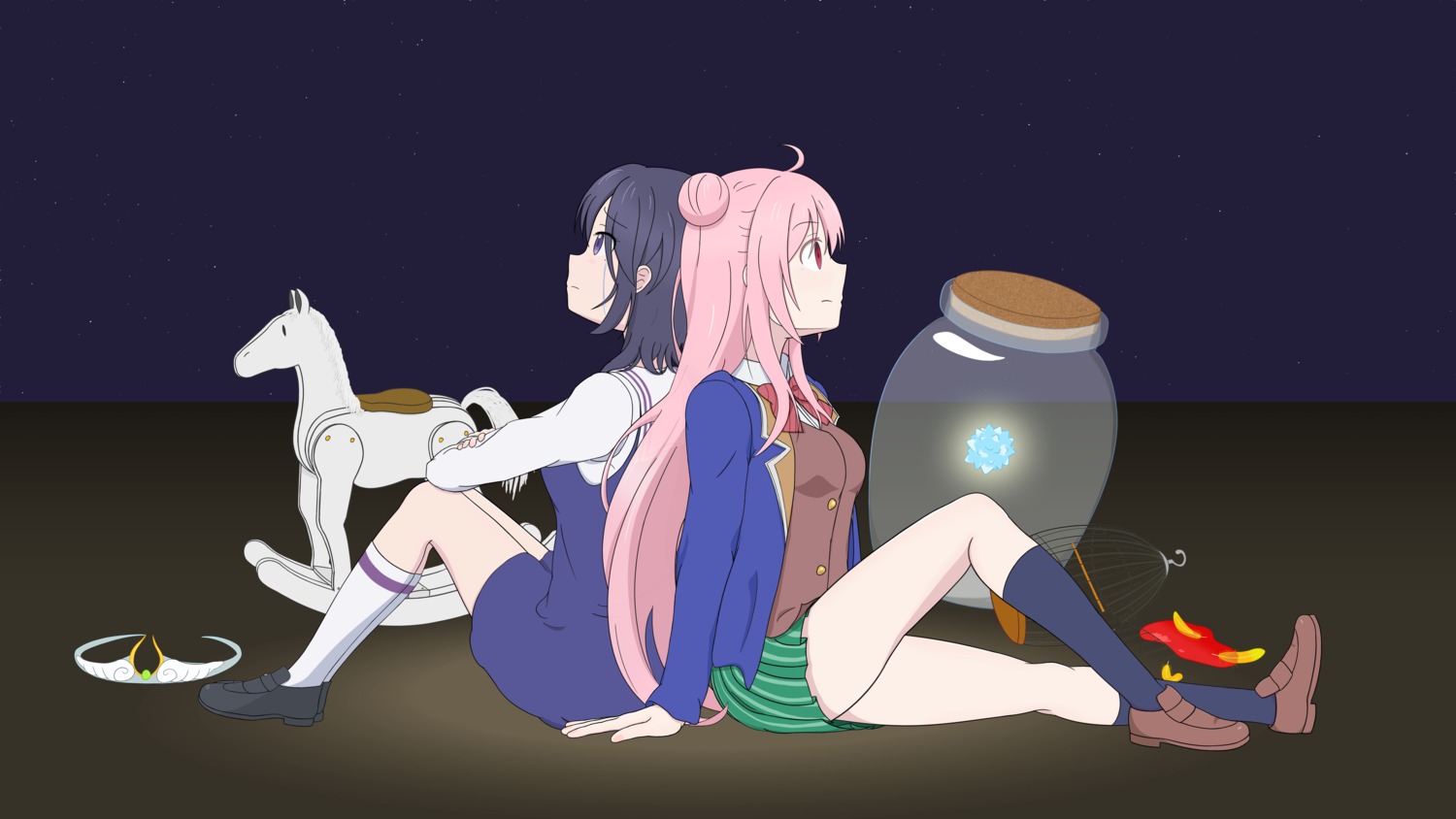 happy_sugar_life, hida_shouko, matsuzaka_satou, seifuku, skirt_lift, wallpaper