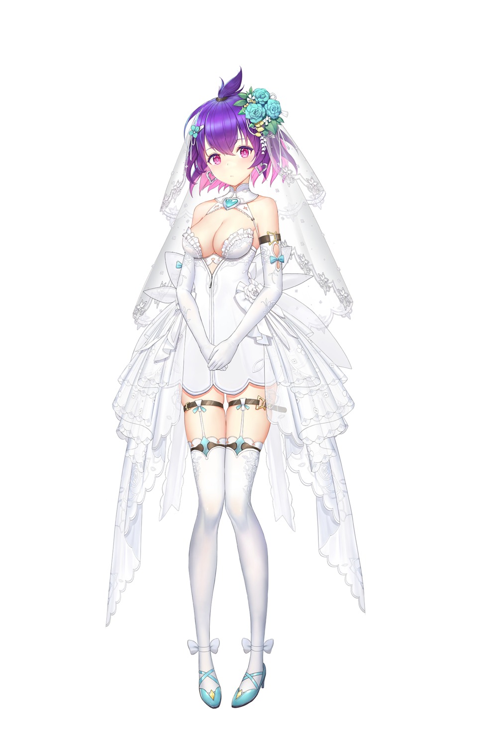 dress, garter, heels, no_bra, stockings, takanoriha_kasui, thighhighs, wedding_dress