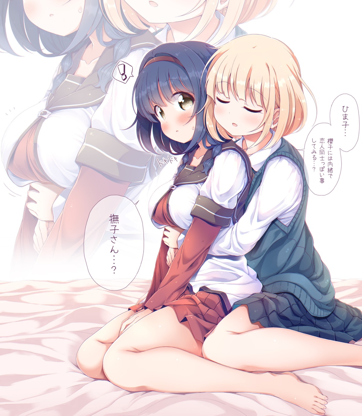 furutani_himawari, oomuro_nadeshiko, seifuku, sweater, takahero, yuri, yuru_yuri