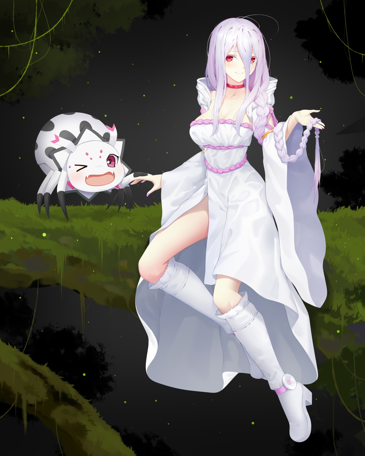 dress, heels, kumo_desuga_nanika?, kumoko, no_bra, shiraori, sonikey0_0