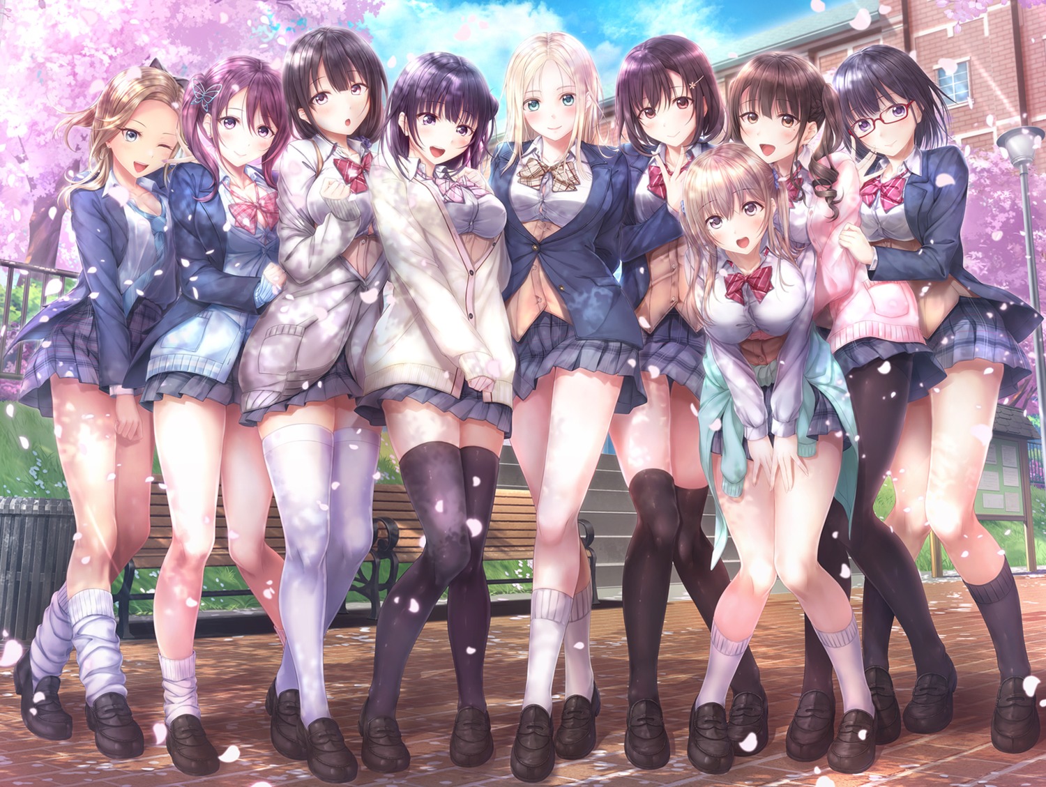 aikiss, aikiss_3, cleavage, giga, katsuragi_nanase, kirisawa_saki, kogure_ikue, megane, pantyhose, sadamoto_nao, saegusa_ayame, saegusa_hinata, sakurada_an, seifuku, sweater, thighhighs, urushibara_riko