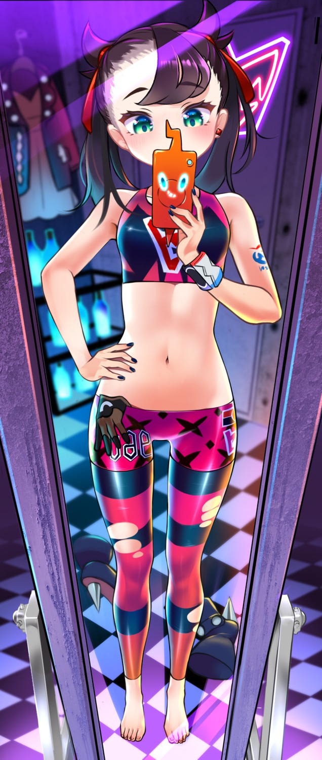 mary_(pokemon), pokemon, pokemon_swsh, selfie, tattoo, tm_(hanamakisan), torn_clothes