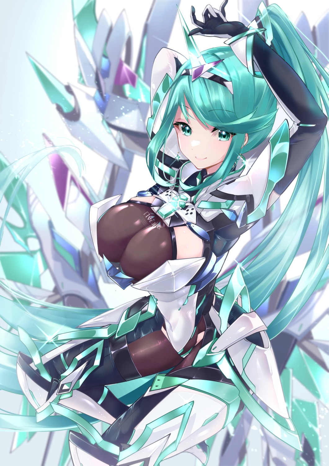 bodysuit, pneuma_(xenoblade_2), risumi, stockings, thighhighs, xenoblade_(series), xenoblade_2