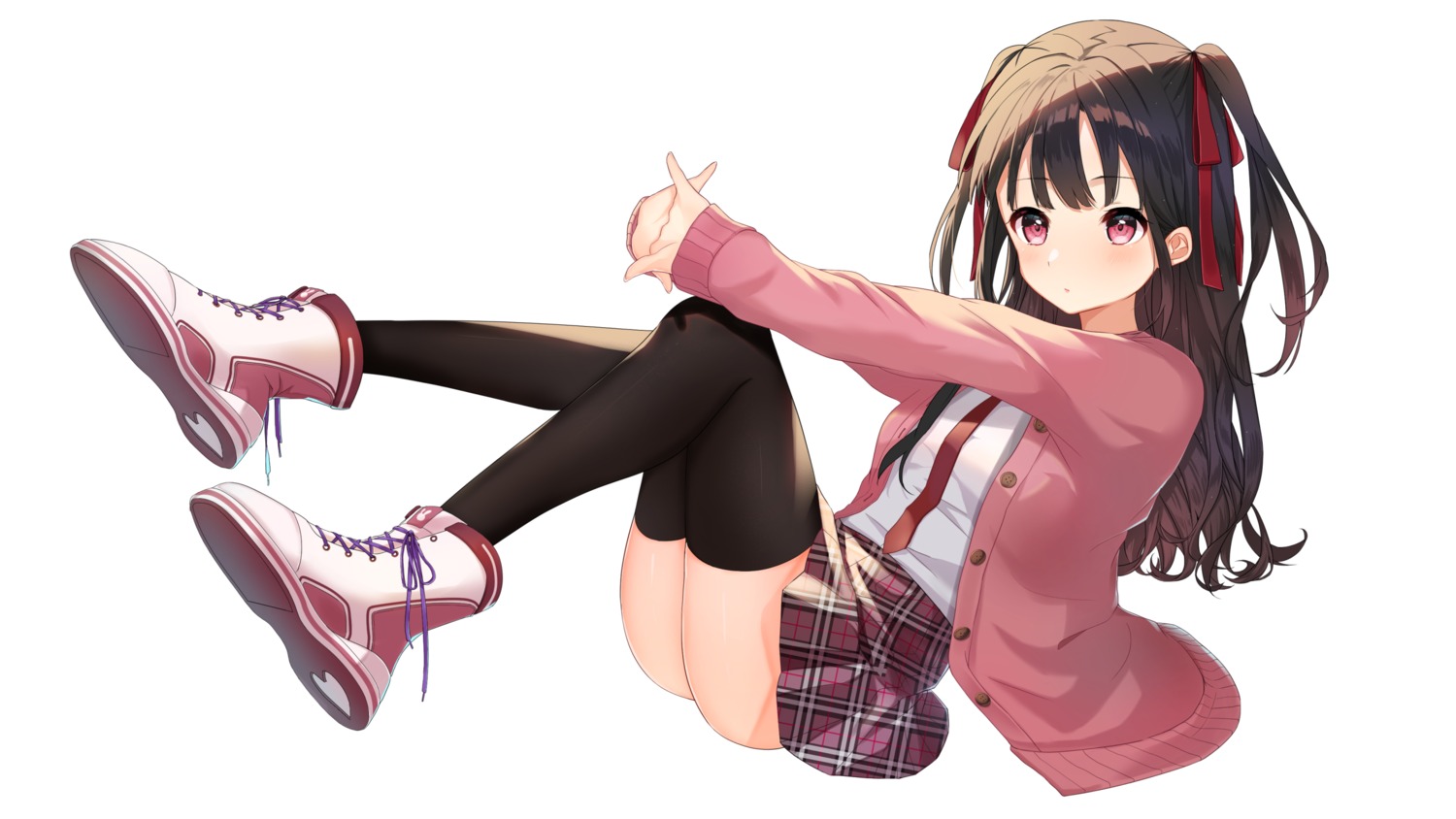 amaimomo, seifuku, skirt_lift, sweater, thighhighs