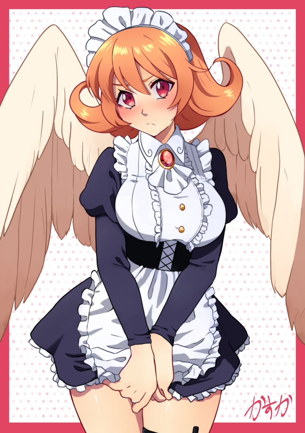 garter, ishuzoku_reviewers, maid, meidri, monster_girl, tagme, wings