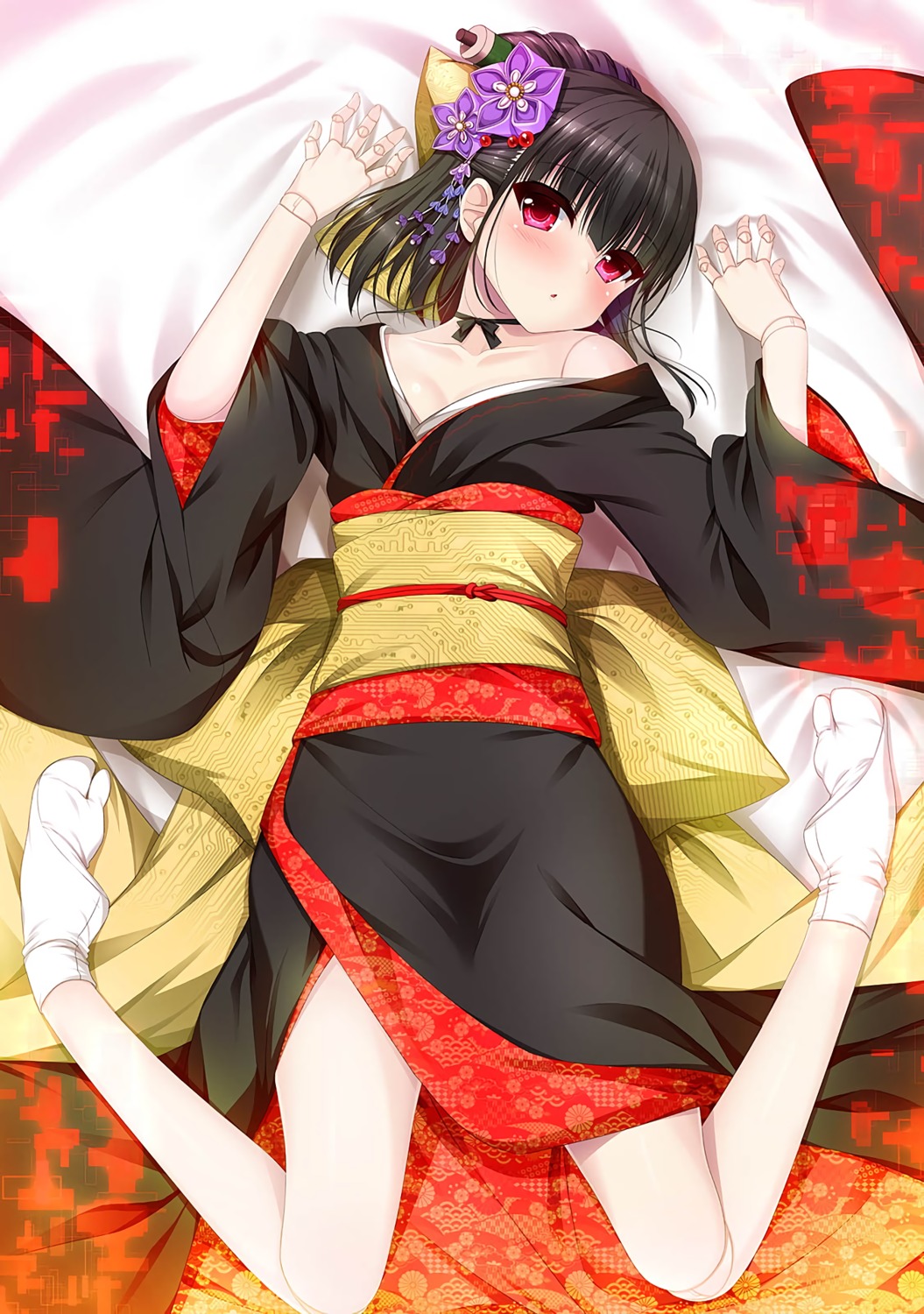 ayakashi_yuukaku_~karakuri_jochuu_no_kaikyuudan~, casket, kimono, kokone_(ayakashi_yuukaku), no_bra, open_shirt, yu-ta
