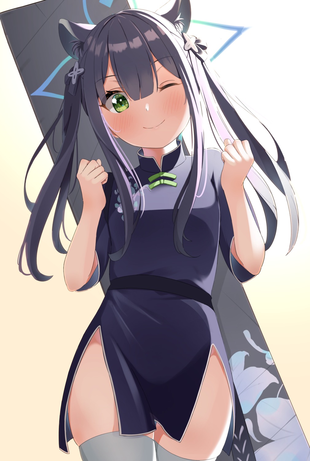 animal_ears, blue_archive, chinadress, halo, rindou_ringdong, sunohara_shun, thighhighs