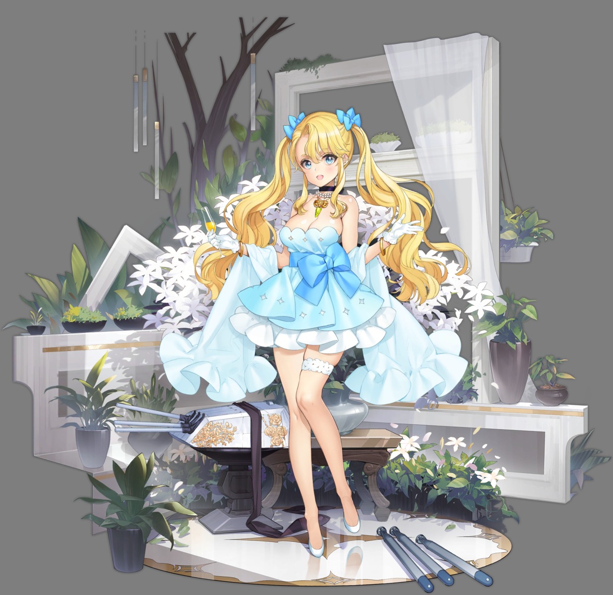 azur_lane, dress, emile_bertin_(azur_lane), garter, no_bra, oyari_ashito, transparent_png