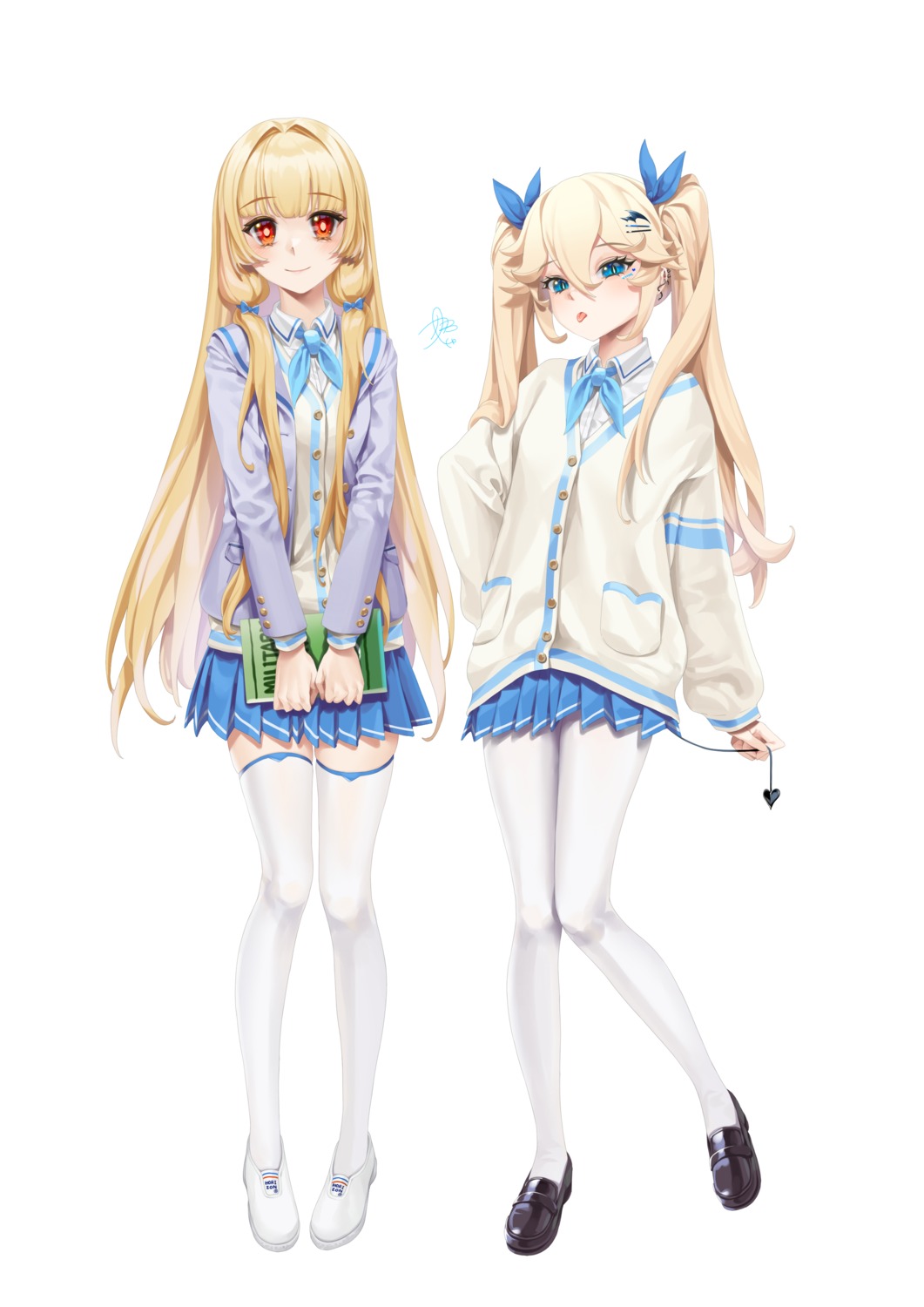 pantyhose, seifuku, sweater, tail, teddyellow, thighhighs
