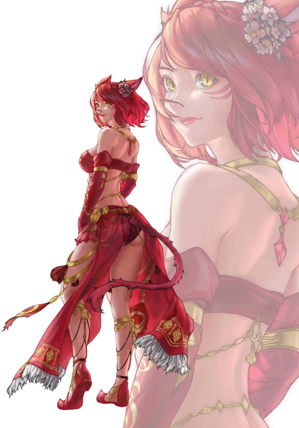 animal_ears, ass, final_fantasy, final_fantasy_xiv, miqo'te, nekomimi, seneka_grafika, tail