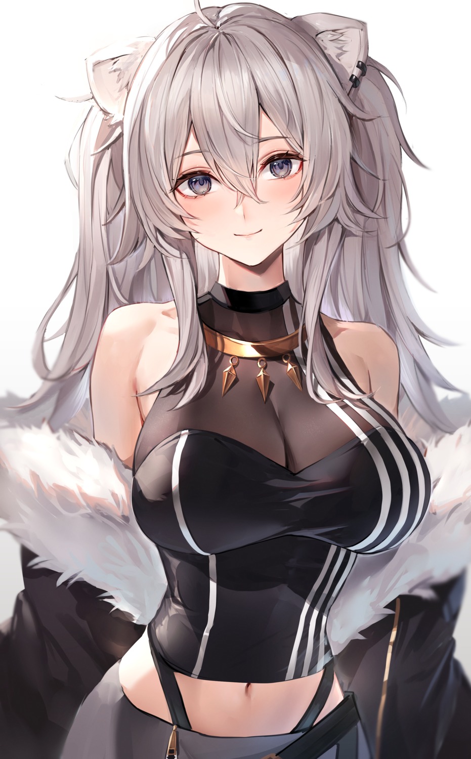 animal_ears, cleavage, hololive, no_bra, see_through, shishiro_botan, watao
