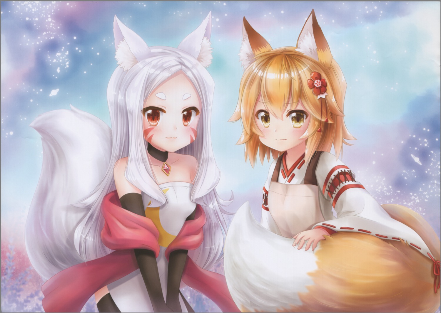 animal_ears, dress, kitsune, miko, raw_scan, senko-san, sewayaki_kitsune_no_senko-san, shiro_(sewayaki_kitsune_no_senko-san)