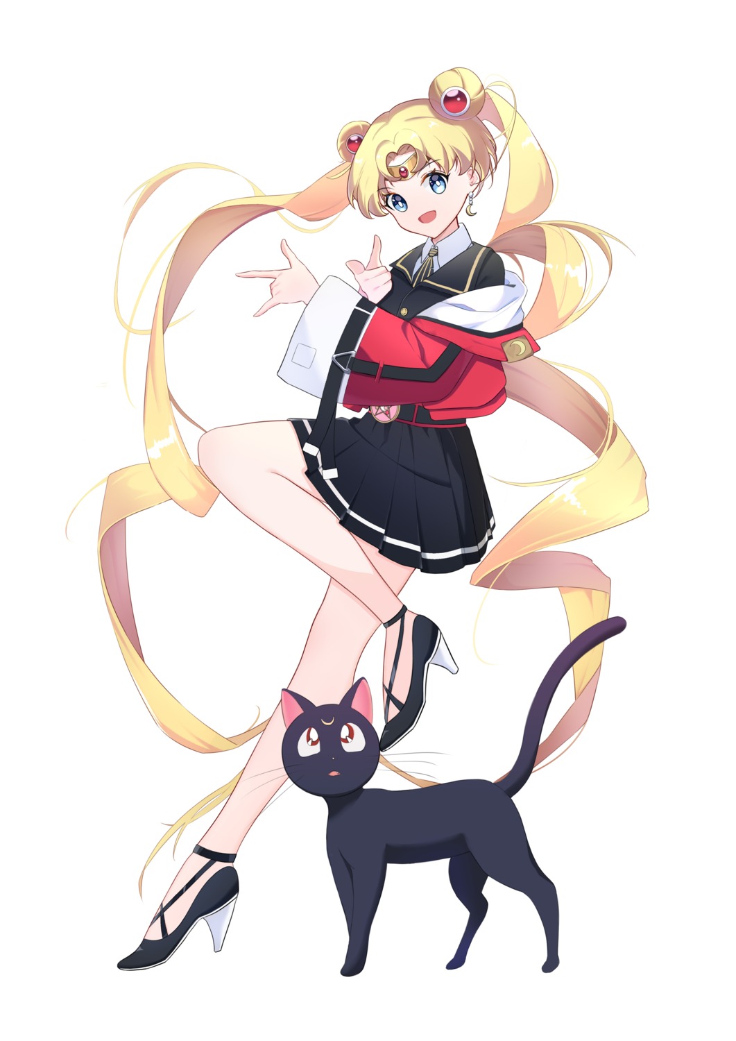 bishoujo_senshi_sailor_moon, heels, lao_wu_xi_wudi, luna_(sailor_moon), neko, seifuku, skirt_lift, tsukino_usagi