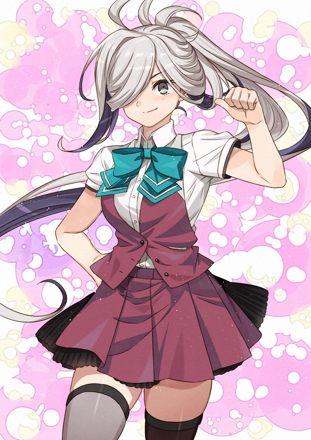 asashimo_(kancolle), kanmiya_shinobu, kantai_collection, seifuku, thighhighs