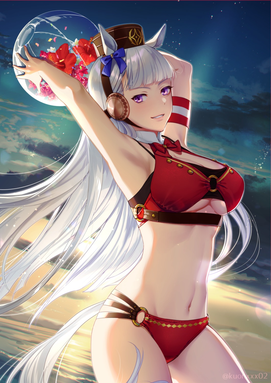 animal_ears, bikini, gold_ship_(umamusume), kuonxxx02, swimsuits, tail, uma_musume_pretty_derby