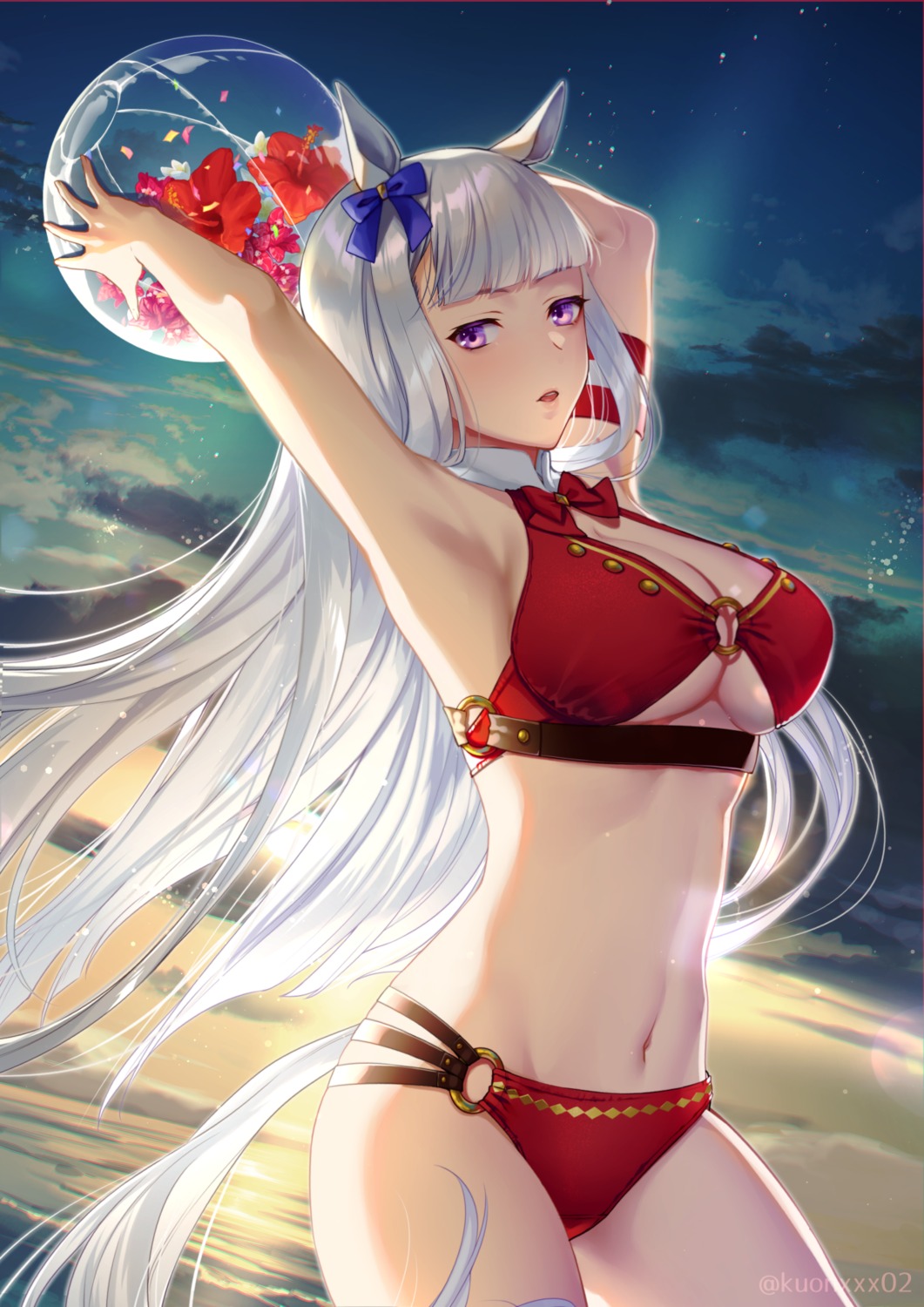 animal_ears, bikini, gold_ship_(umamusume), kuonxxx02, swimsuits, tail, uma_musume_pretty_derby