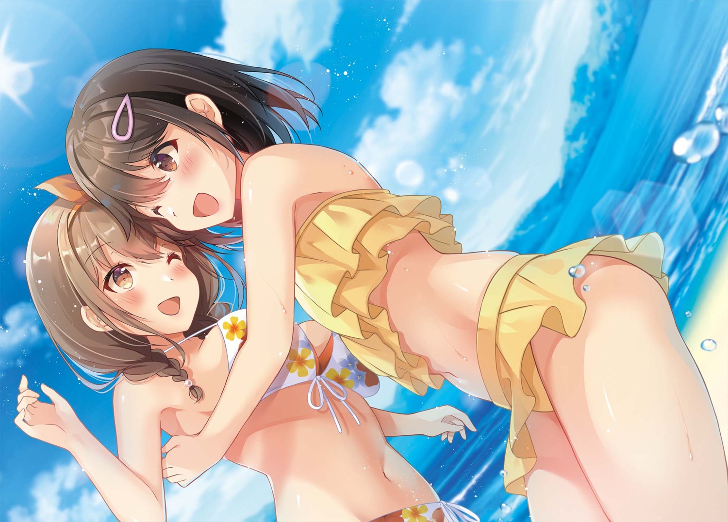 "oppai_momitai"_tte_sakendara_imouto_no_tomodachi_to_tsukiau_koto_ni_narimashita., bikini, shiro_kuma_shake, swimsuits, wet
