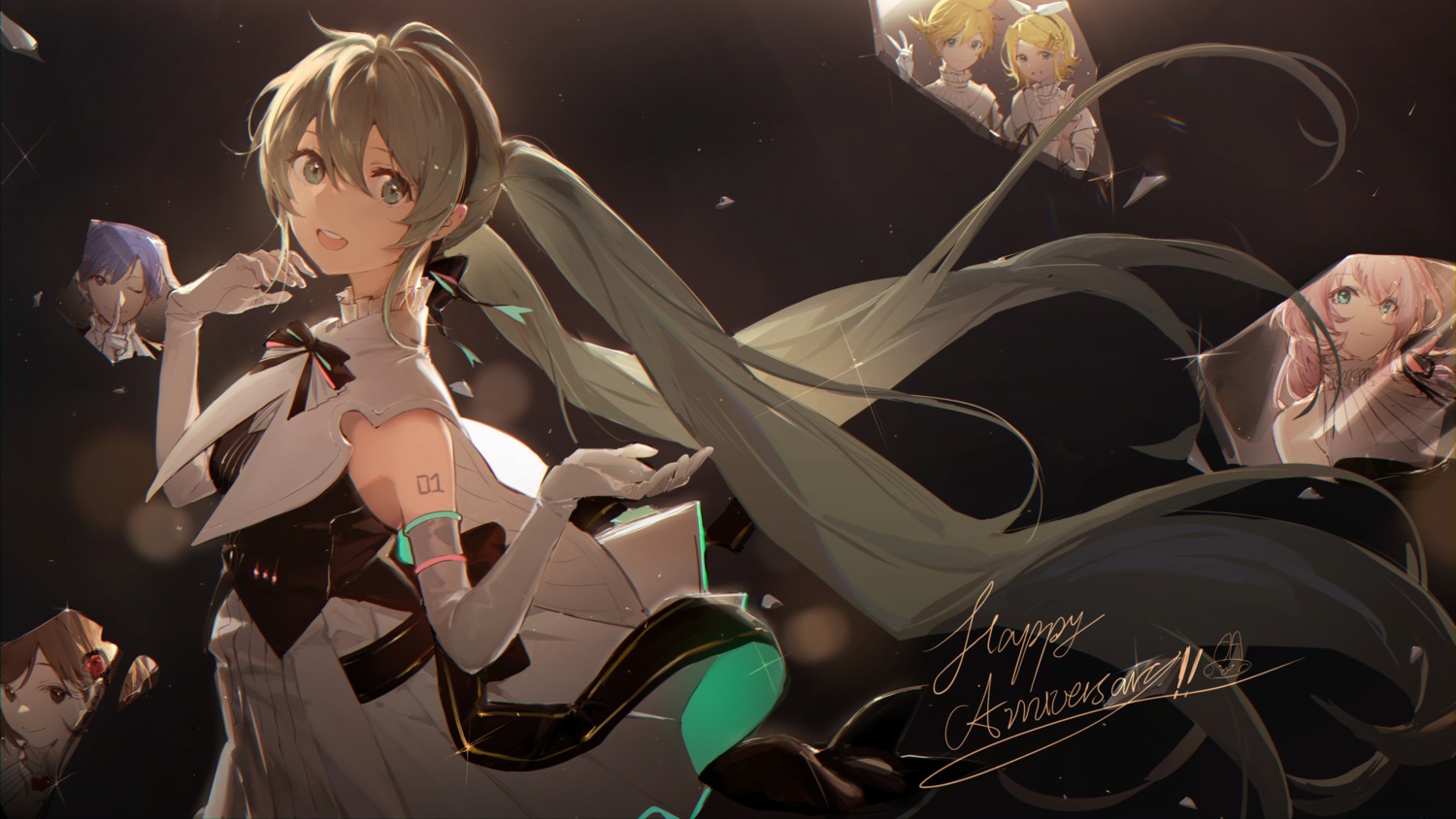 hatsune_miku, hatsune_miku_symphony, kagamine_len, kagamine_rin, kaito, megurine_luka, meiko, skirt_lift