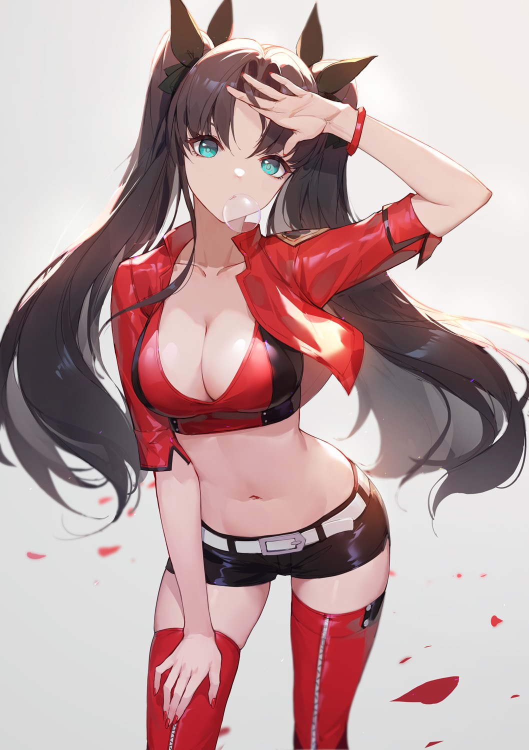 cleavage, fate/stay_night, lance_(lancelliu), thighhighs, toosaka_rin