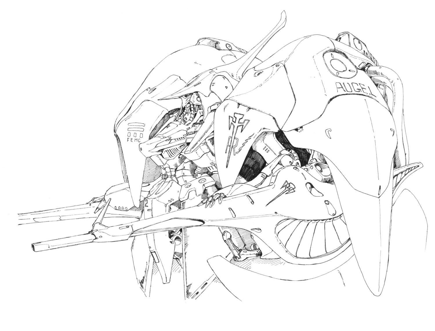 five_star_stories, mecha, monochrome, nagano_mamoru