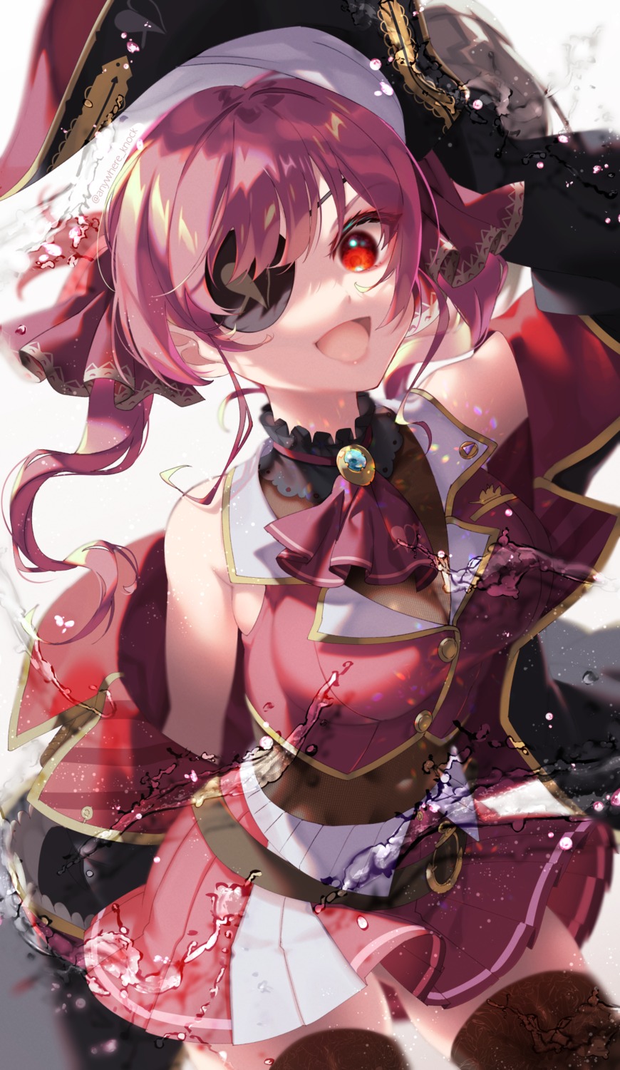anywhere_knock, eyepatch, hololive, houshou_marine, pirate, thighhighs