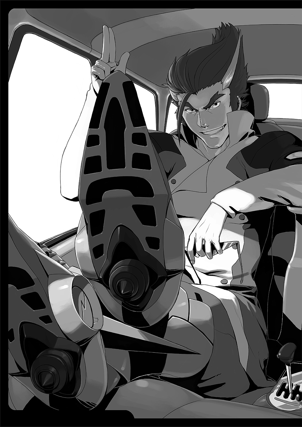 azusa, male, monochrome, s-cry-ed, straight_cougar