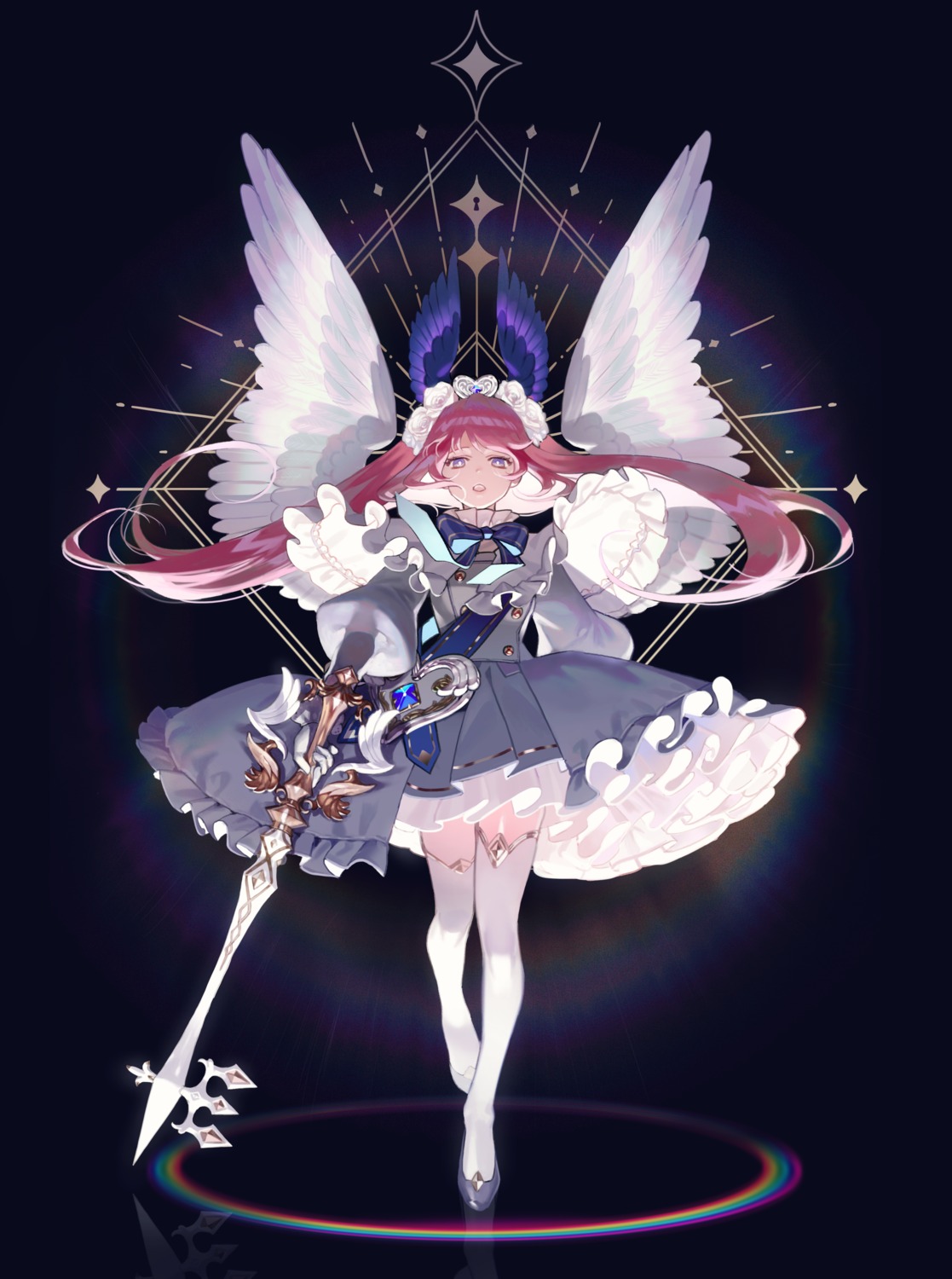 dress, on_(onon2659), sword, thighhighs, wallpaper, wings