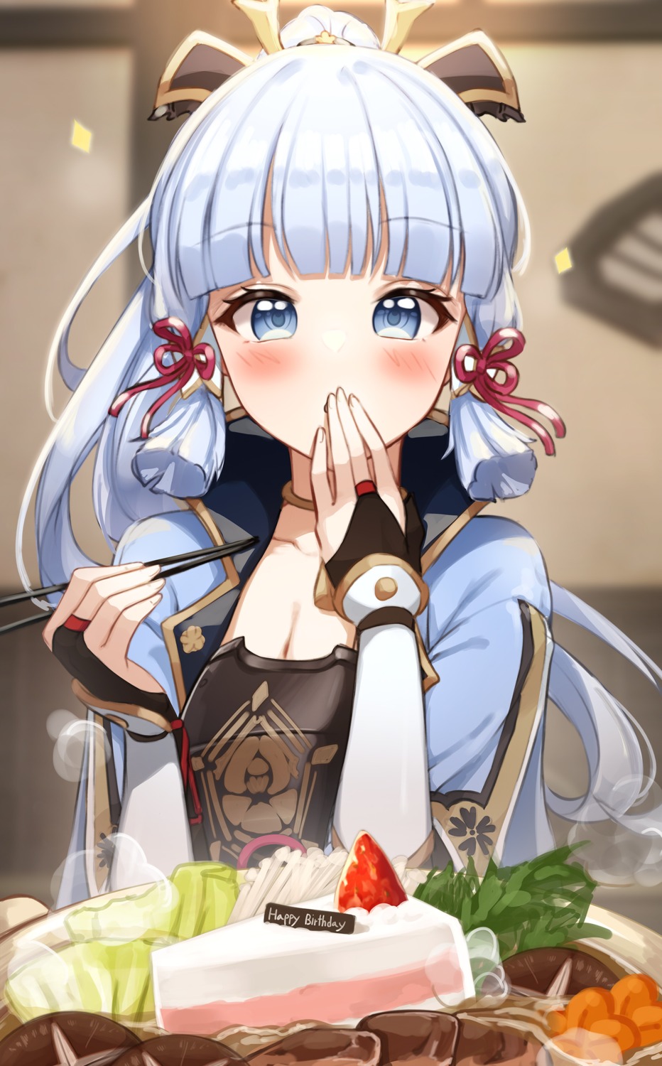 armor, cleavage, genshin_impact, gya_(144), japanese_clothes, kamisato_ayaka
