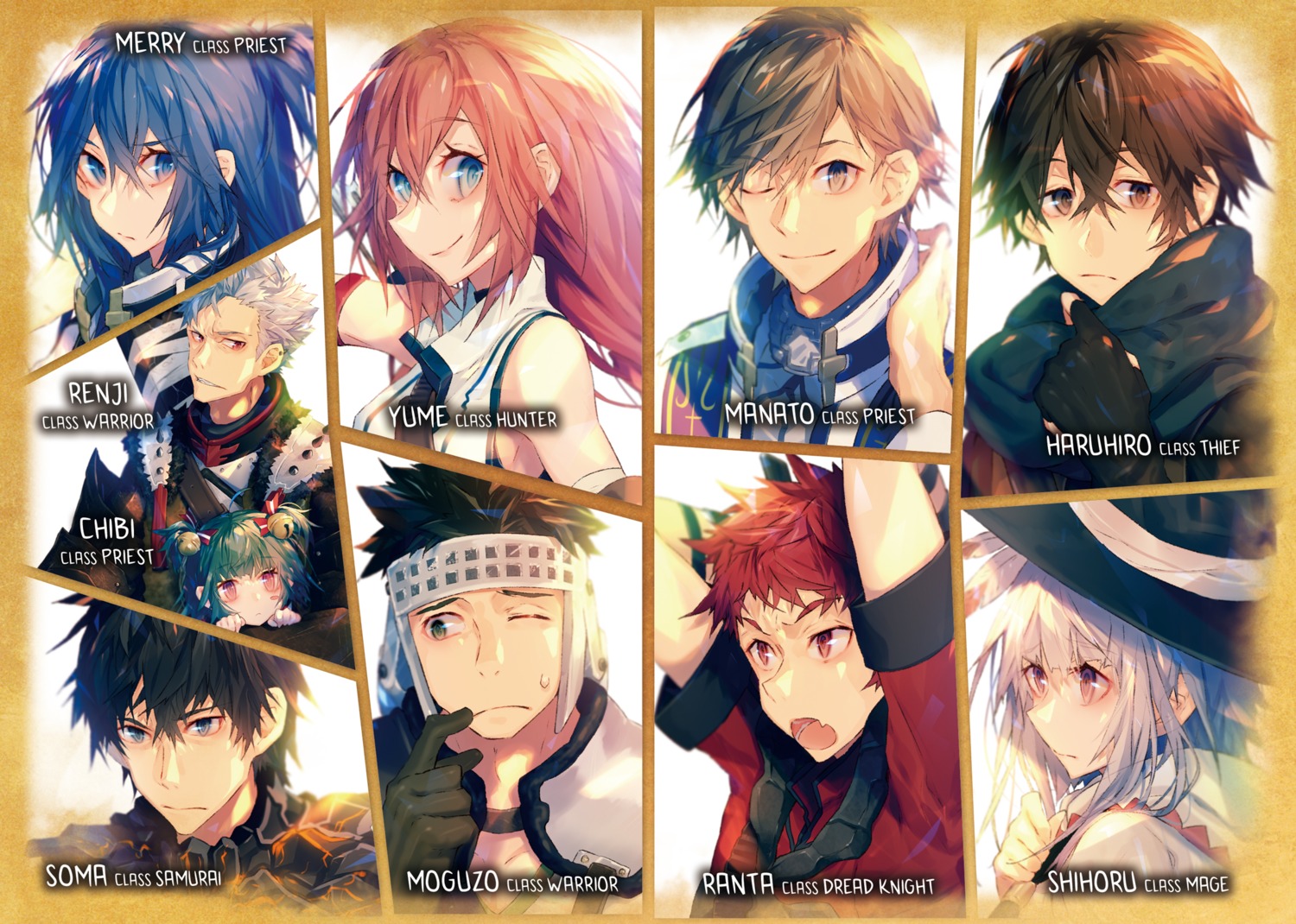hai_to_gensou_no_grimgar, haruhiro, manato, merry, moguzo, ranta, renji_(grimgar), shihoru