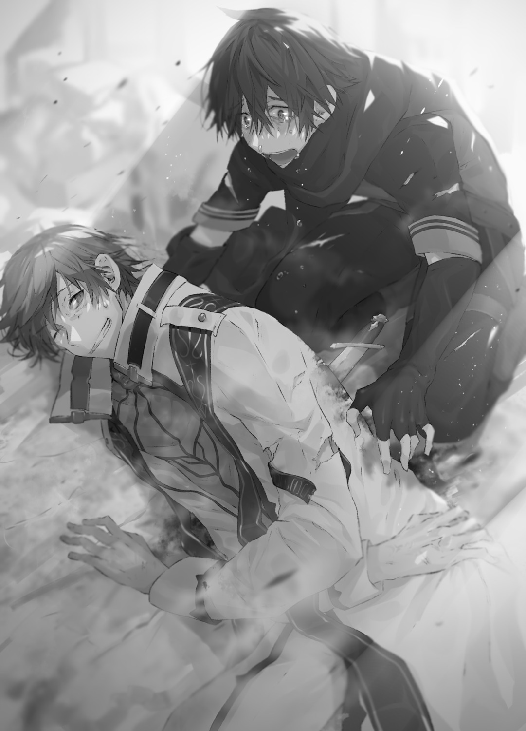 hai_to_gensou_no_grimgar, haruhiro, manato, monochrome, shirai_eiri