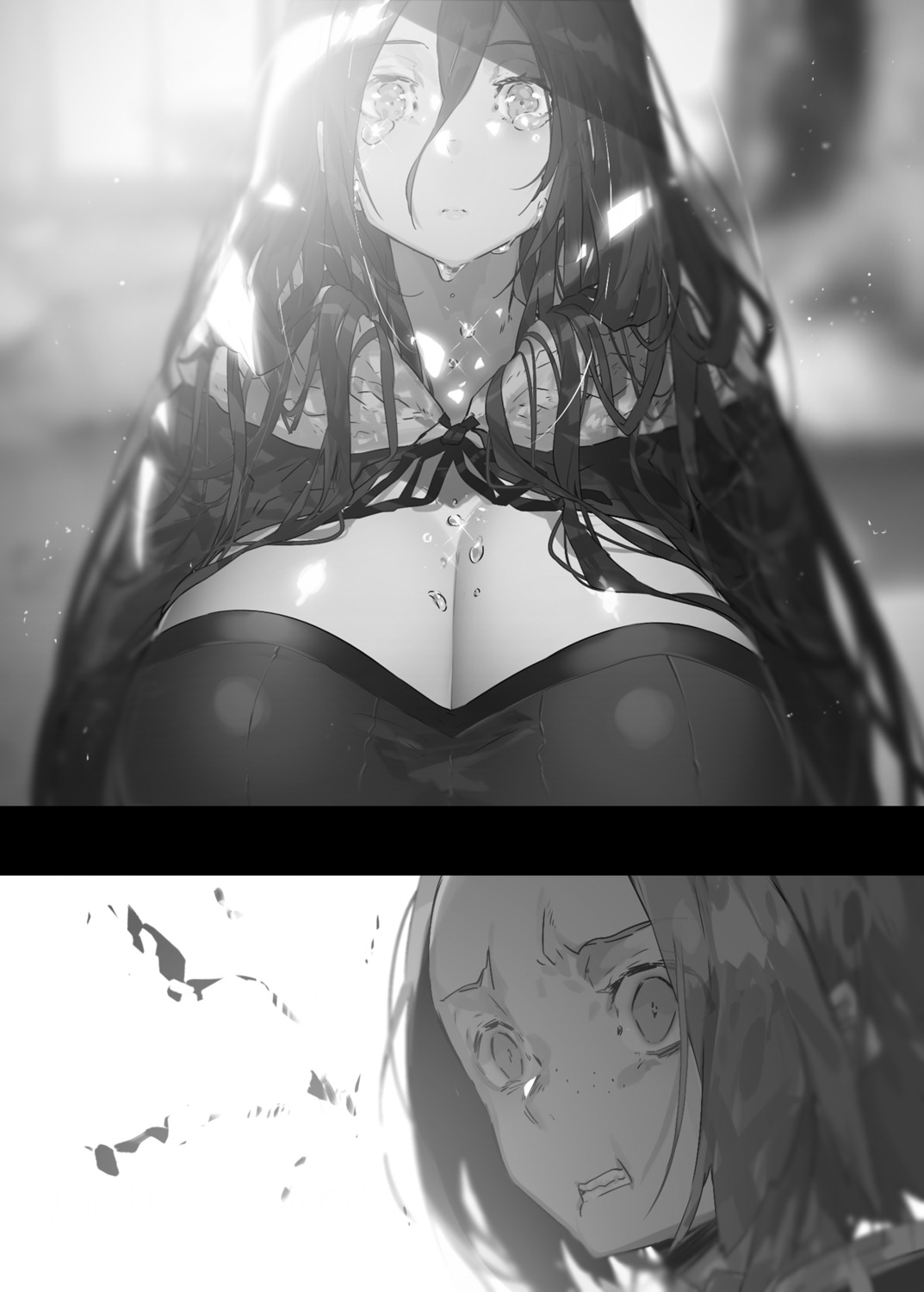 hai_to_gensou_no_grimgar, mimori_(grimgar), monochrome, shirai_eiri