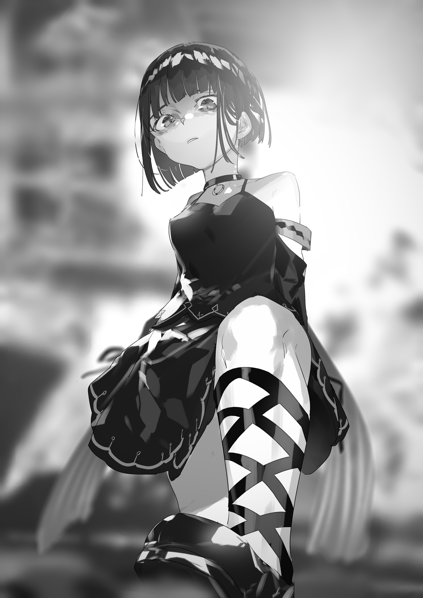 hai_to_gensou_no_grimgar, monochrome, setora, shirai_eiri
