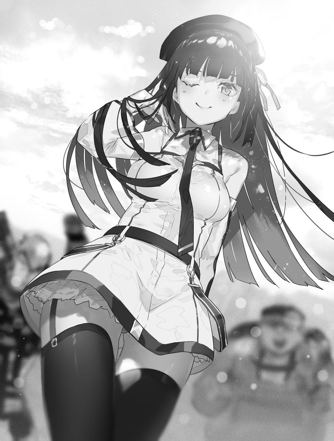 hai_to_gensou_no_grimgar, io_(grimgar), monochrome, shirai_eiri