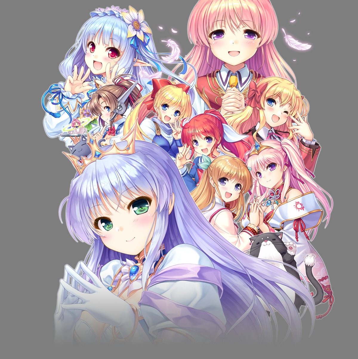 aiyoku_no_eustia, amagasaki_mikoto, august, bekkankou, binary_pot, crossover, daitoshokan_no_hitsujikai, eustia_astraea, feena_fam_earthlight, fortune_arterial, hanei_yuki, iris_mysteria!_~shoujo_no_tsumugu_yume_no_hiseki~, leticia_apple, miyaguni_akari, pointy_ears, princess_holiday, seifuku, sen_no_hatou_tsukisome_no_kouki, sendou_erika, shirasaki_tsugumi, tsuki_wa_higashi_ni_hi_wa_nishi_ni, yoake_mae_yori_ruriiro_na
