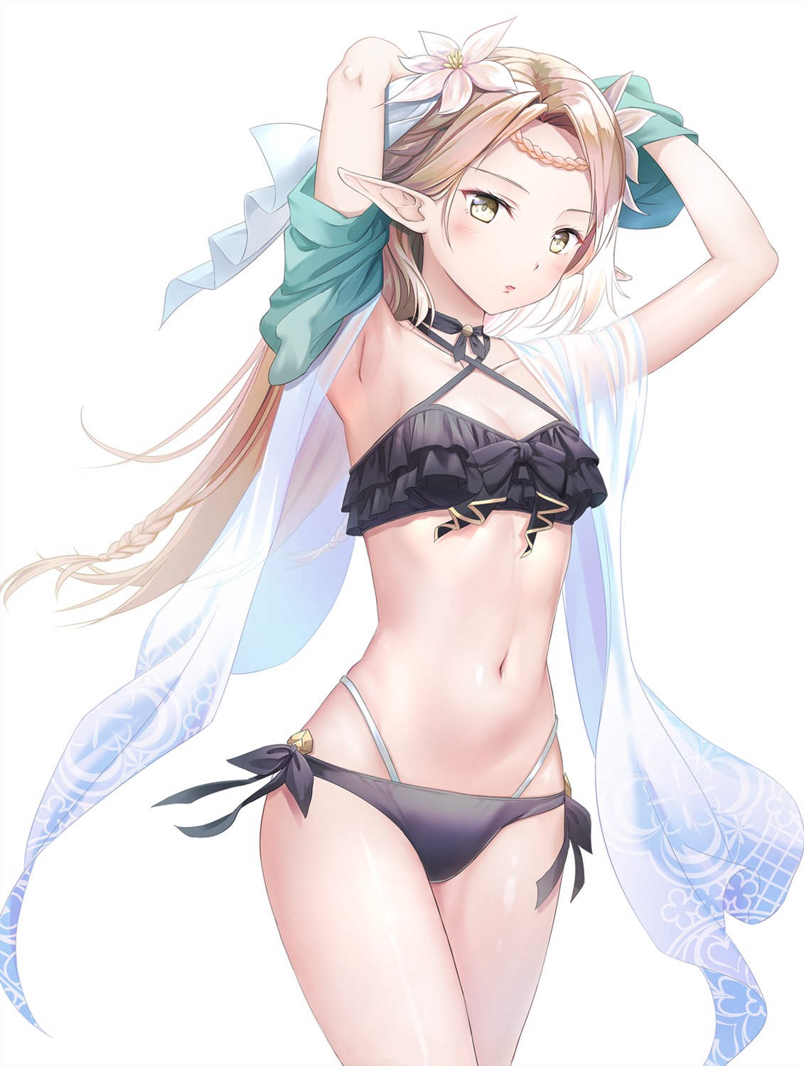 bikini, cleavage, epic7, iseria_(epic7), mr.egg, pointy_ears, see_through, swimsuits