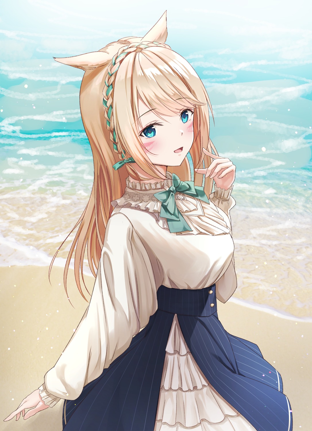 animal_ears, kitsune, mr.egg, skirt_lift