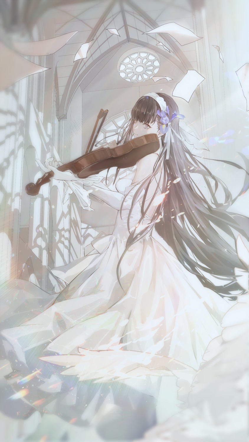 dress, no_bra, wedding_dress, yingu