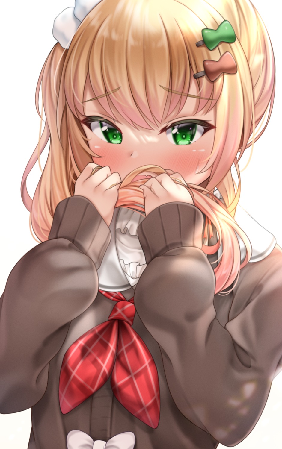 hololive, lomocya, momosuzu_nene, seifuku, sweater