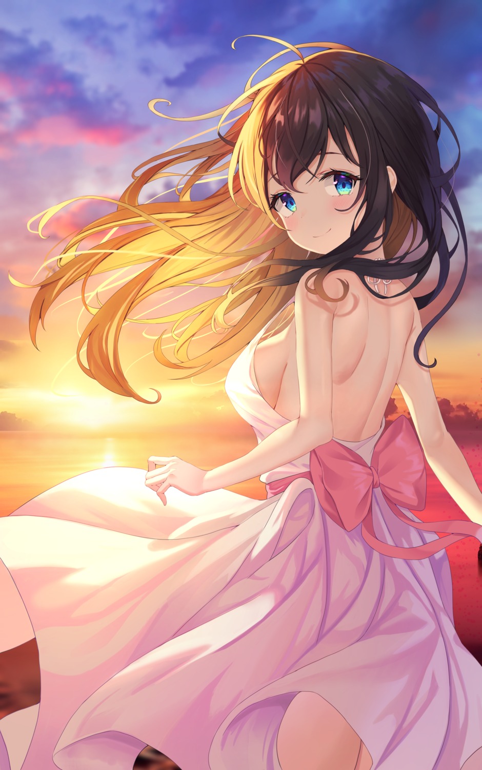 dress, monmo_mu, no_bra, skirt_lift