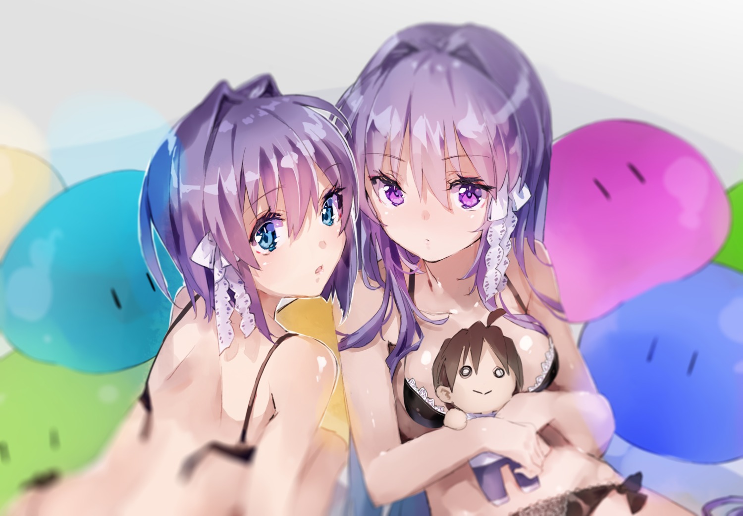 bra, chibi, clannad, fujibayashi_kyou, fujibayashi_ryou, pantsu, yuugen