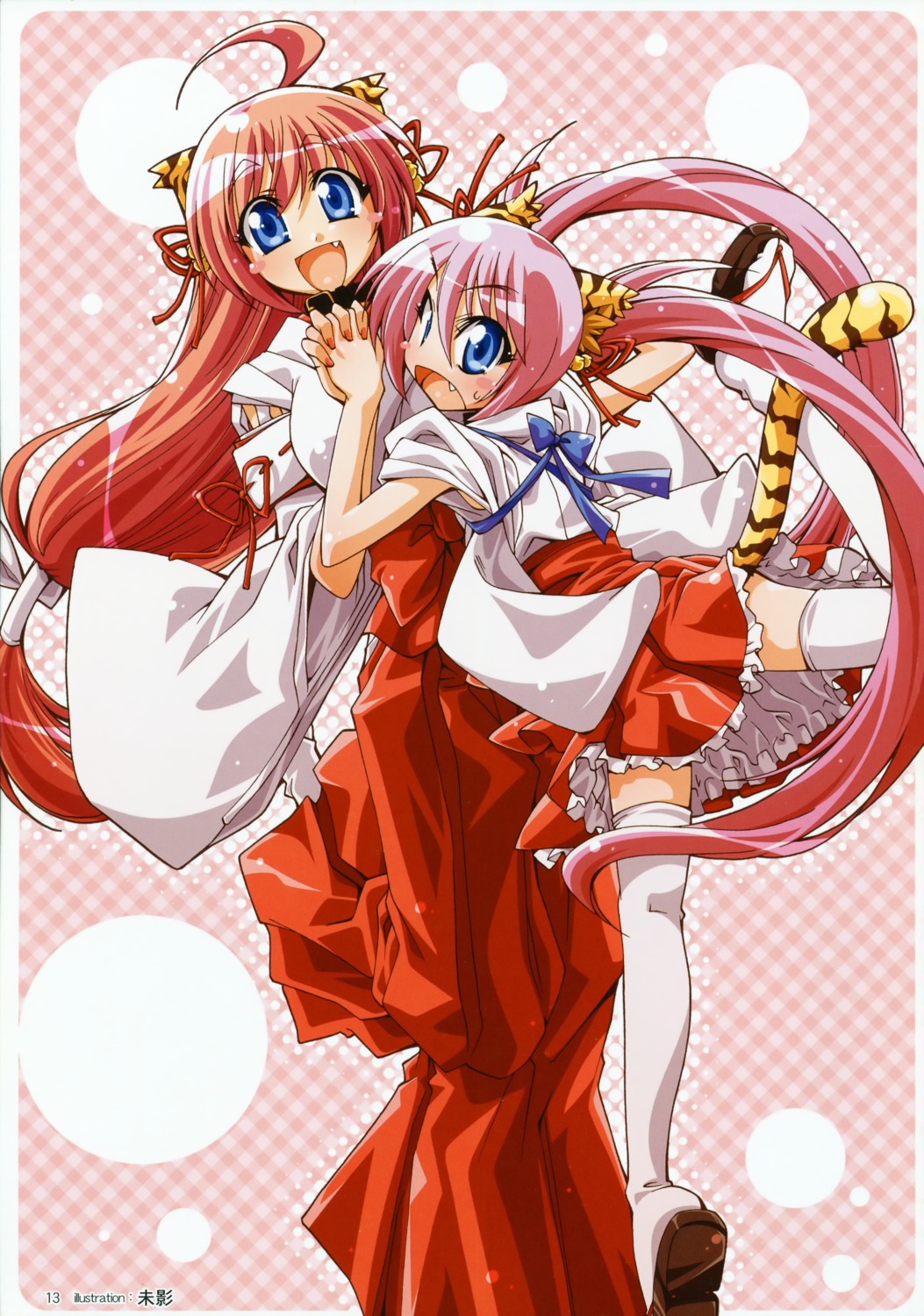 animal_ears, mikage, miko, tail, thighhighs, toranoana