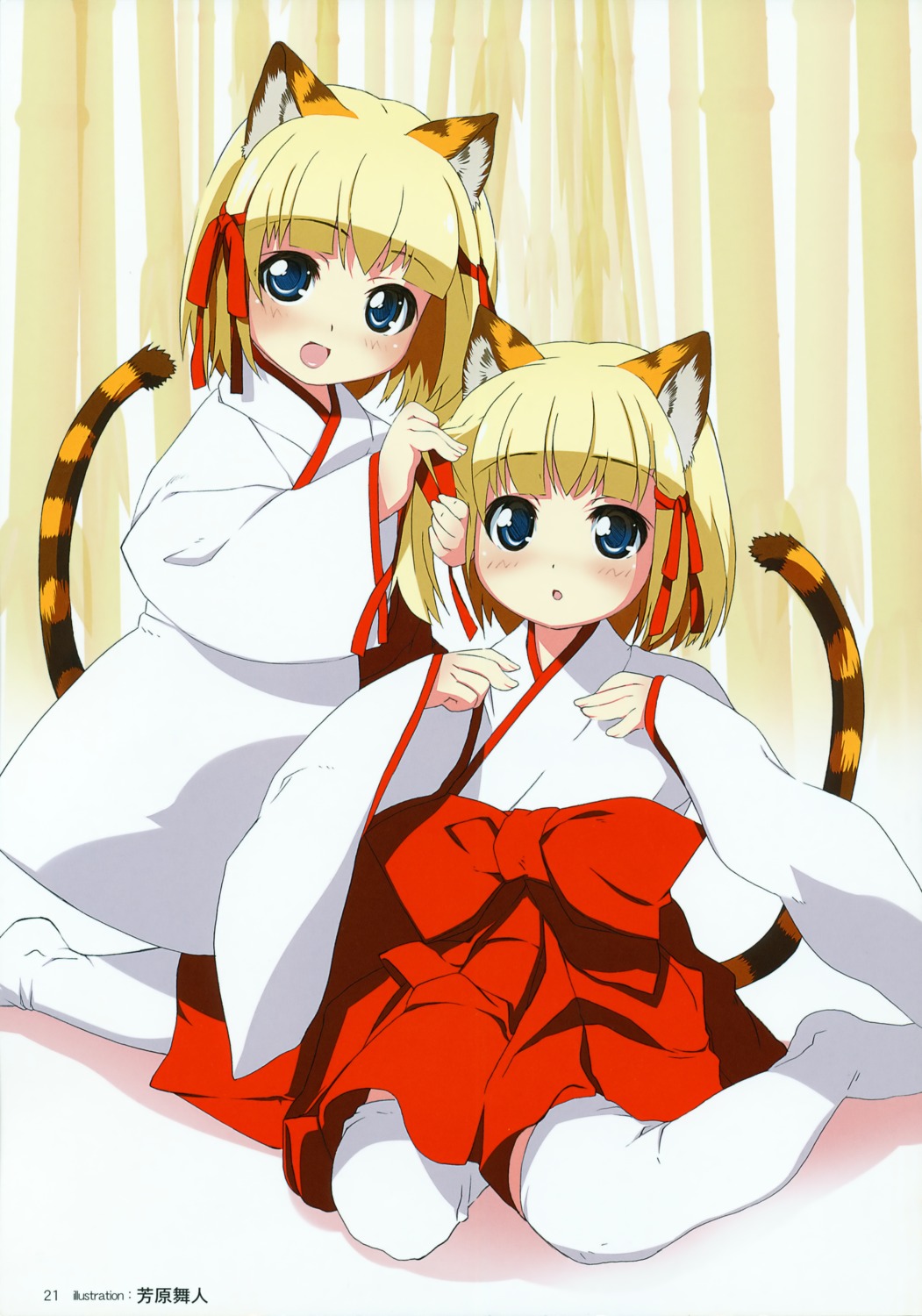 animal_ears, miko, tail, thighhighs, toranoana, yoshihara_maito