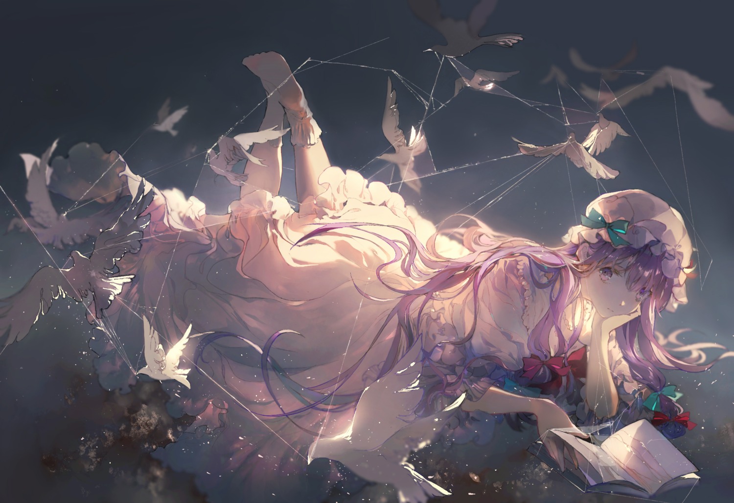 patchouli_knowledge, skirt_lift, tanzhujiuyue, touhou