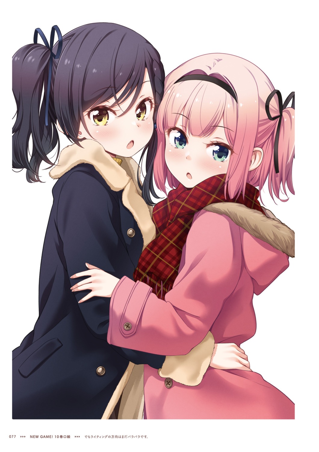 mochizuki_momiji, narumi_tsubame, new_game!, sweater, tokunou_shoutarou