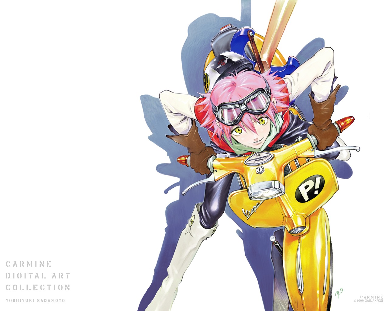 flcl, guitar, haruhara_haruko, sadamoto_yoshiyuki, wallpaper